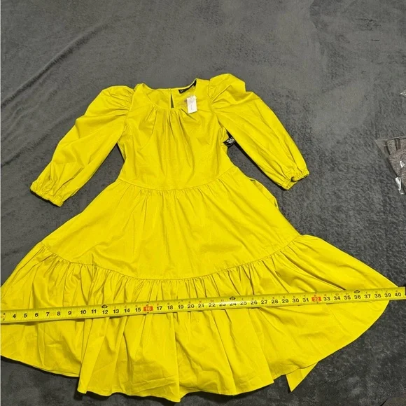 New York & Company Yellow Puff Sleeve Sundress - Picture 8 of 15